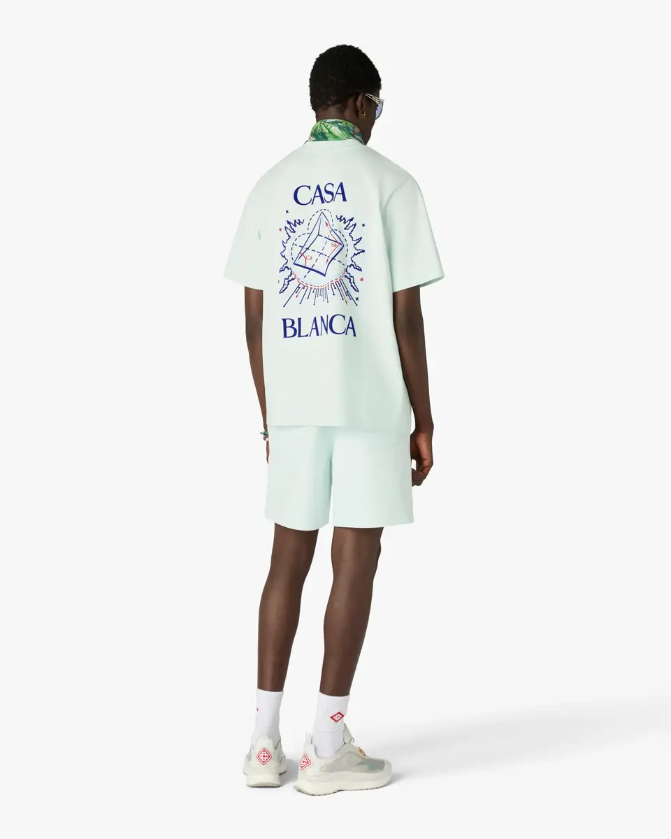 Casablanca Ice Blue Celestial Pyramid Printed Classic Shorts in Light Blue | Thumbnail 3 Casablanca Ice Blue Celestial Pyramid Printed Classic Shorts in Light Blue | Thumbnail 3