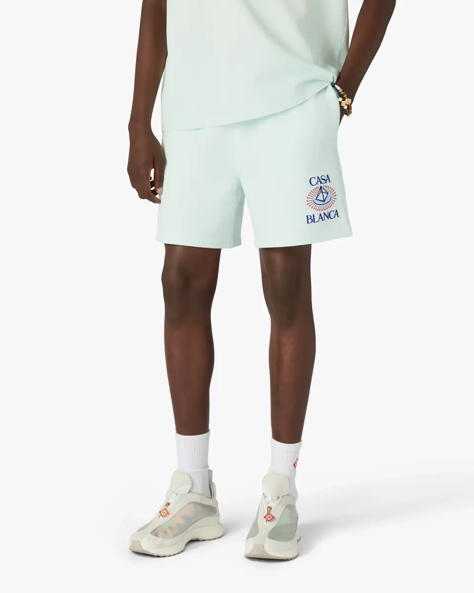Casablanca Ice Blue Celestial Pyramid Printed Classic Shorts in Light Blue | Thumbnail 4 Casablanca Ice Blue Celestial Pyramid Printed Classic Shorts in Light Blue | Thumbnail 4