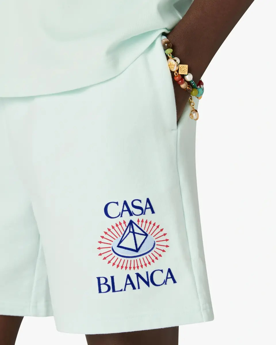 Casablanca Ice Blue Celestial Pyramid Printed Classic Shorts in Light Blue | Thumbnail 5 Casablanca Ice Blue Celestial Pyramid Printed Classic Shorts in Light Blue | Thumbnail 5