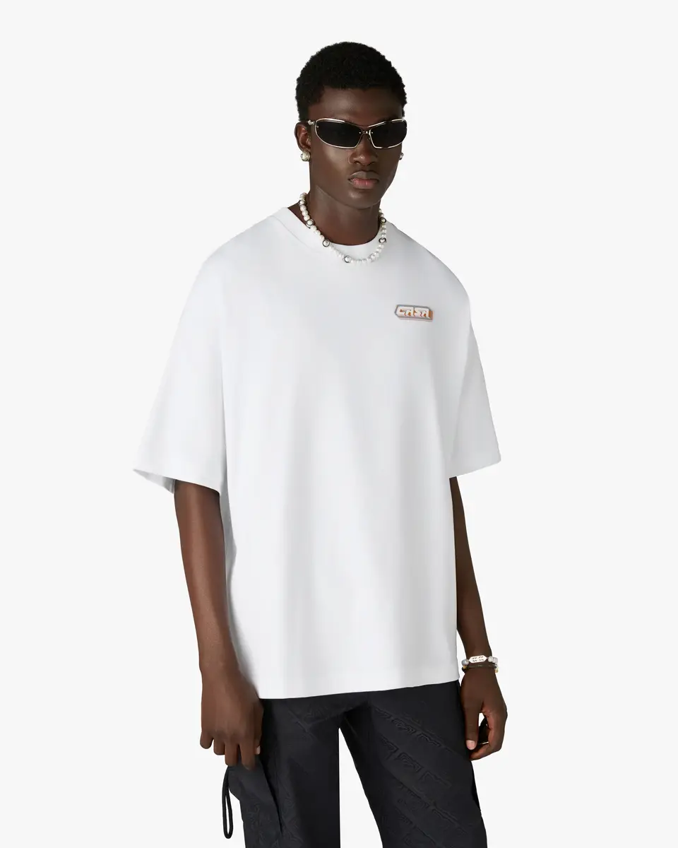 Casablanca White Casa Racing Oversized Short Sleeve T-Shirt | Thumbnail 4 Casablanca White Casa Racing Oversized Short Sleeve T-Shirt | Thumbnail 4