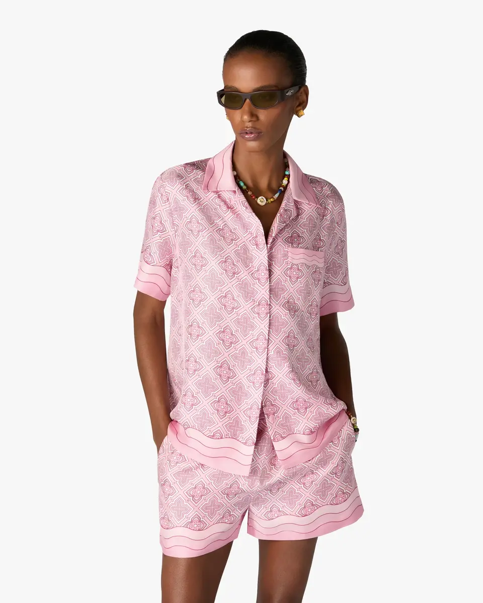 Casablanca Pink Radiating Monogram Silk Shirt | Thumbnail 4 Casablanca Pink Radiating Monogram Silk Shirt | Thumbnail 4
