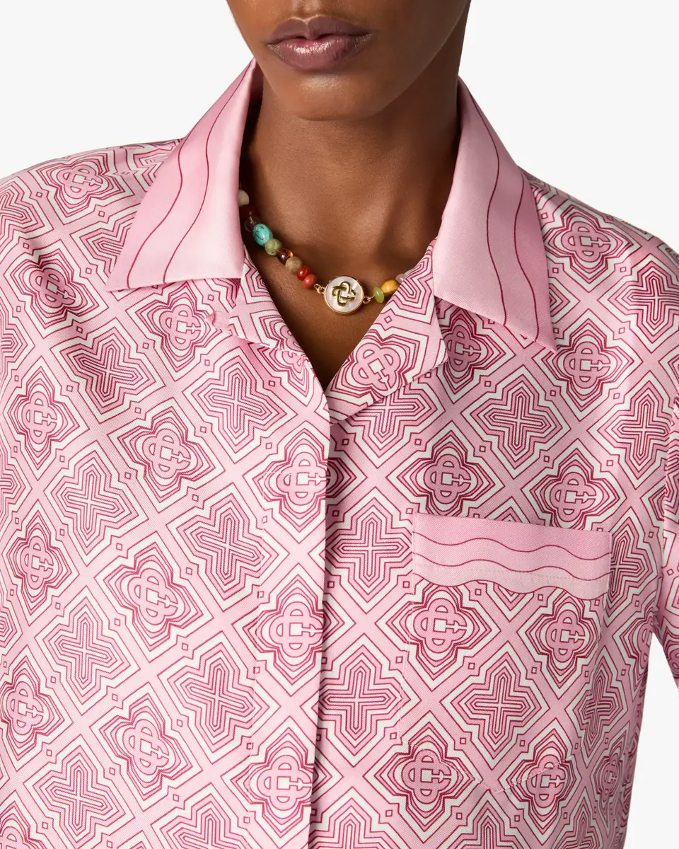 Casablanca Pink Radiating Monogram Silk Shirt | Thumbnail 5 Casablanca Pink Radiating Monogram Silk Shirt | Thumbnail 5