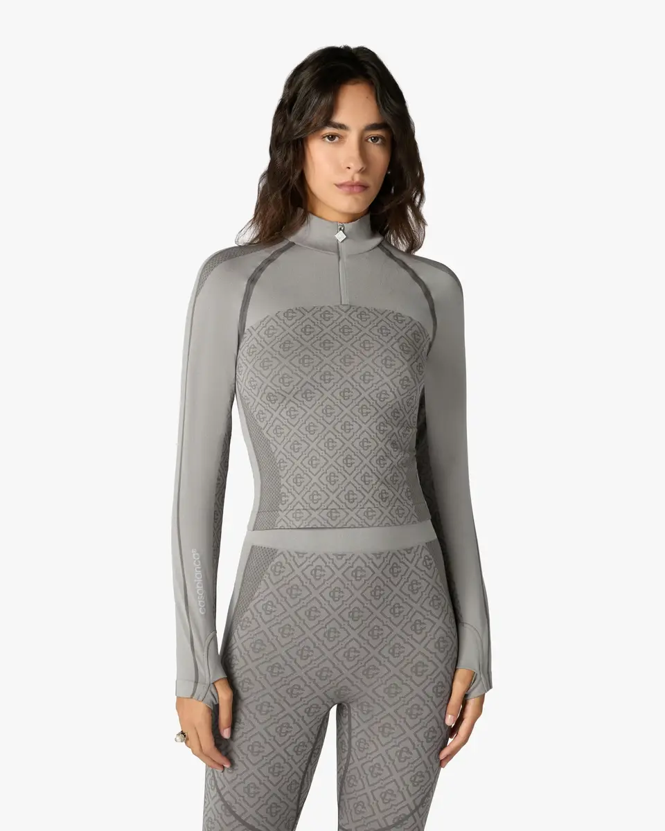 Casablanca Light Grey Seamless Monogram Long Sleeve Top | Thumbnail 4 Casablanca Light Grey Seamless Monogram Long Sleeve Top | Thumbnail 4
