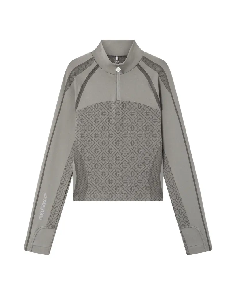 Casablanca Light Grey Seamless Monogram Long Sleeve Top