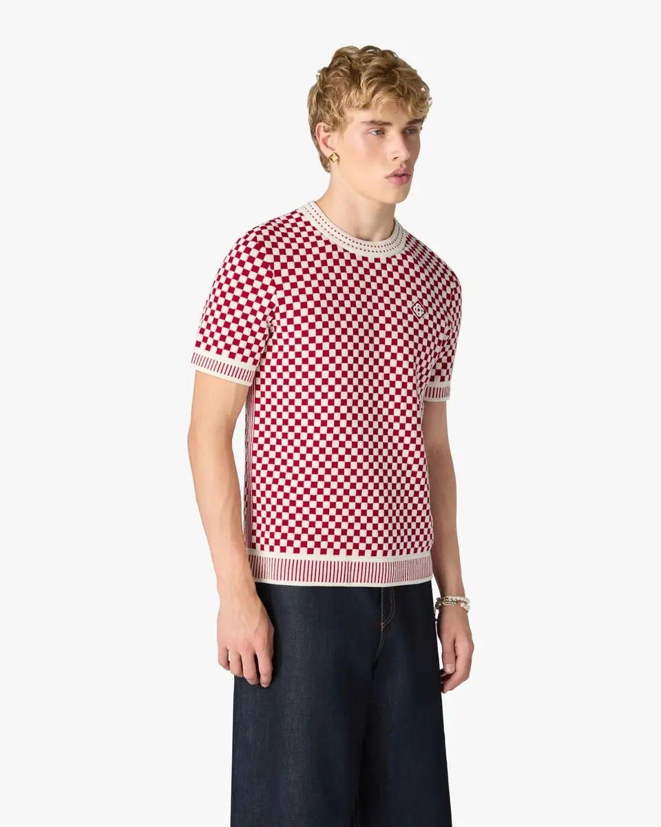 Casablanca Red & White Check Short Sleeve T-Shirt | Thumbnail 4