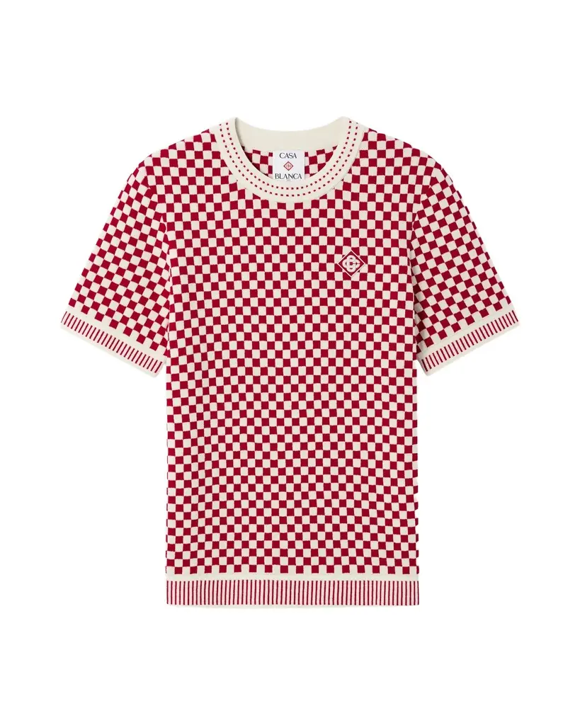 Casablanca Red & White Check Short Sleeve T-Shirt