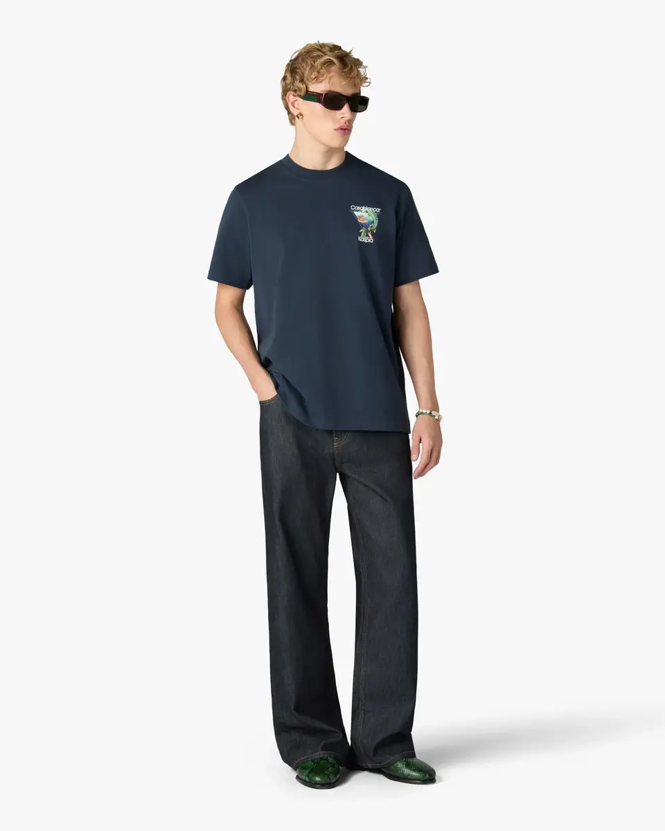 Casablanca Navy Casa Kaspia New York Club Icon Short Sleeve T-Shirt | Thumbnail 2