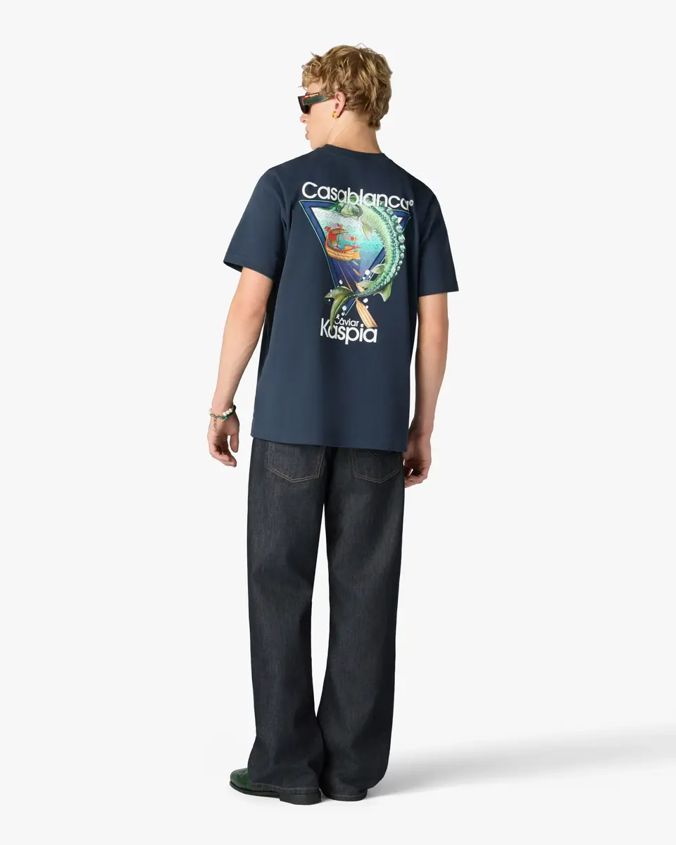 Casablanca Navy Casa Kaspia New York Club Icon Short Sleeve T-Shirt | Thumbnail 3