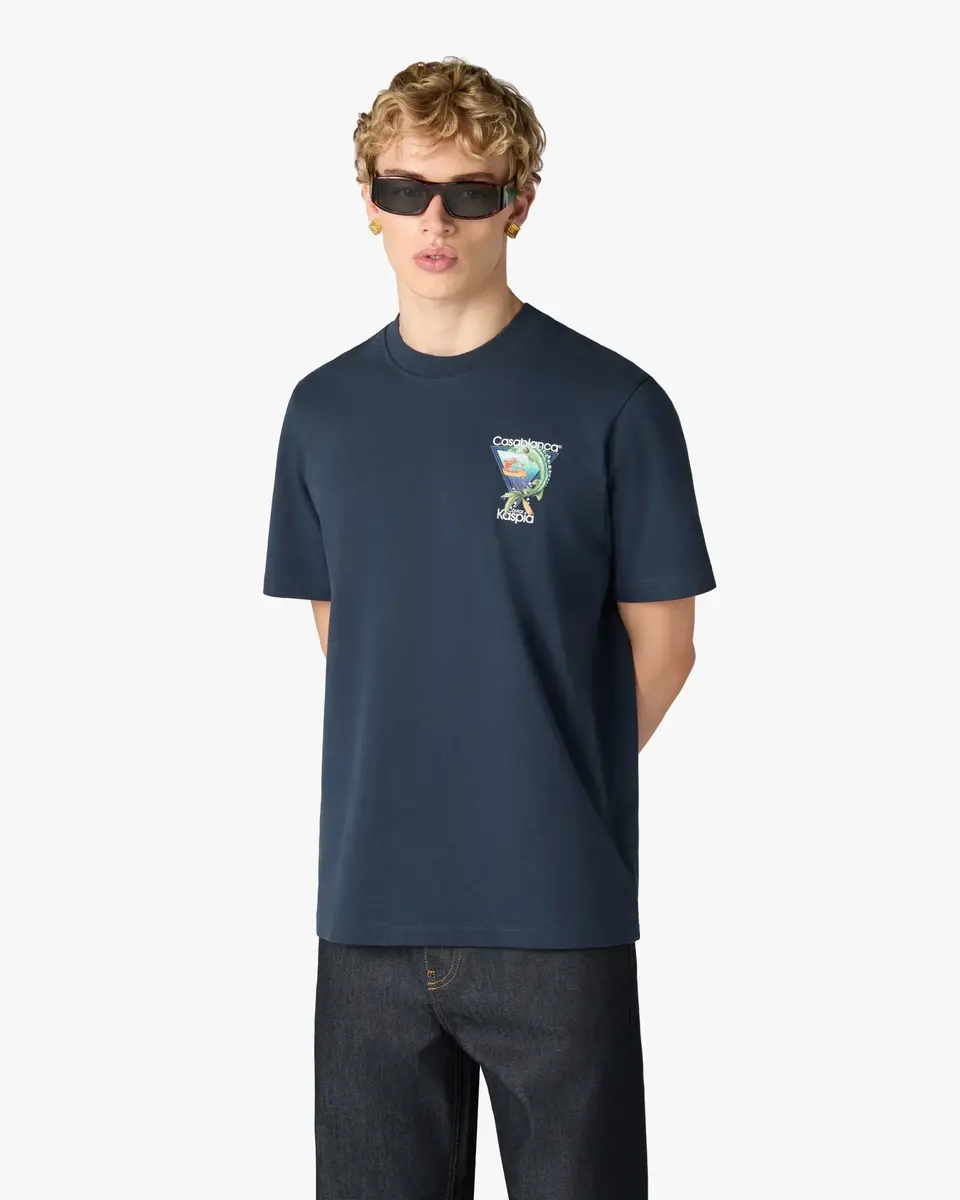 Casablanca Navy Casa Kaspia New York Club Icon Short Sleeve T-Shirt | Thumbnail 4