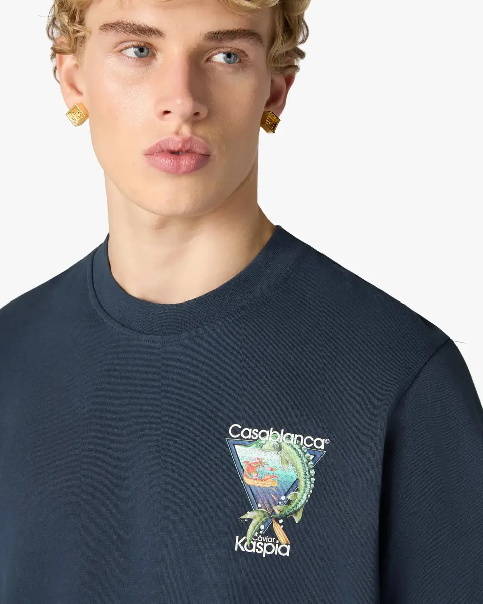 Casablanca Navy Casa Kaspia New York Club Icon Short Sleeve T-Shirt | Thumbnail 5