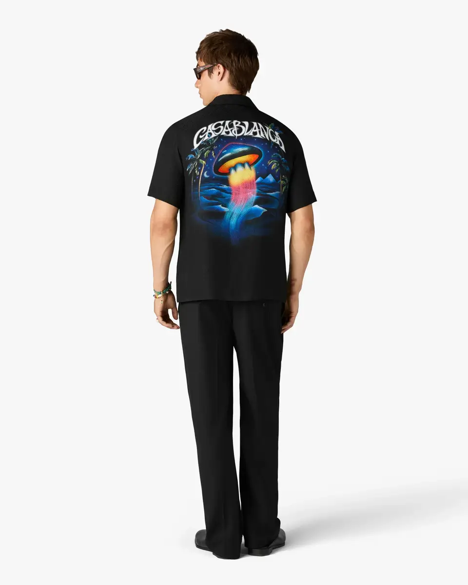 Casablanca Black Sahara Twilight Short Sleeve Silk Shirt | Thumbnail 3 Casablanca Black Sahara Twilight Short Sleeve Silk Shirt | Thumbnail 3