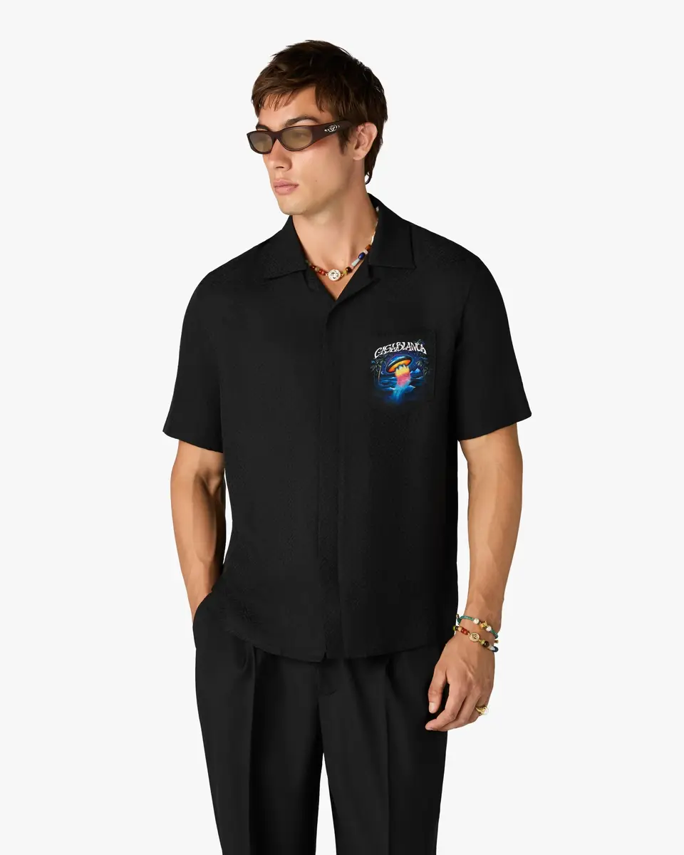 Casablanca Black Sahara Twilight Short Sleeve Silk Shirt | Thumbnail 4 Casablanca Black Sahara Twilight Short Sleeve Silk Shirt | Thumbnail 4