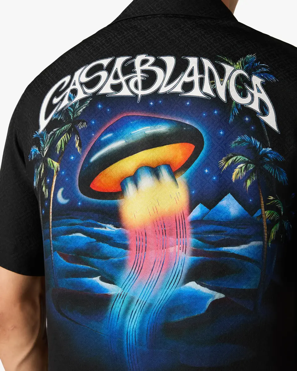 Casablanca Black Sahara Twilight Short Sleeve Silk Shirt | Thumbnail 6 Casablanca Black Sahara Twilight Short Sleeve Silk Shirt | Thumbnail 6