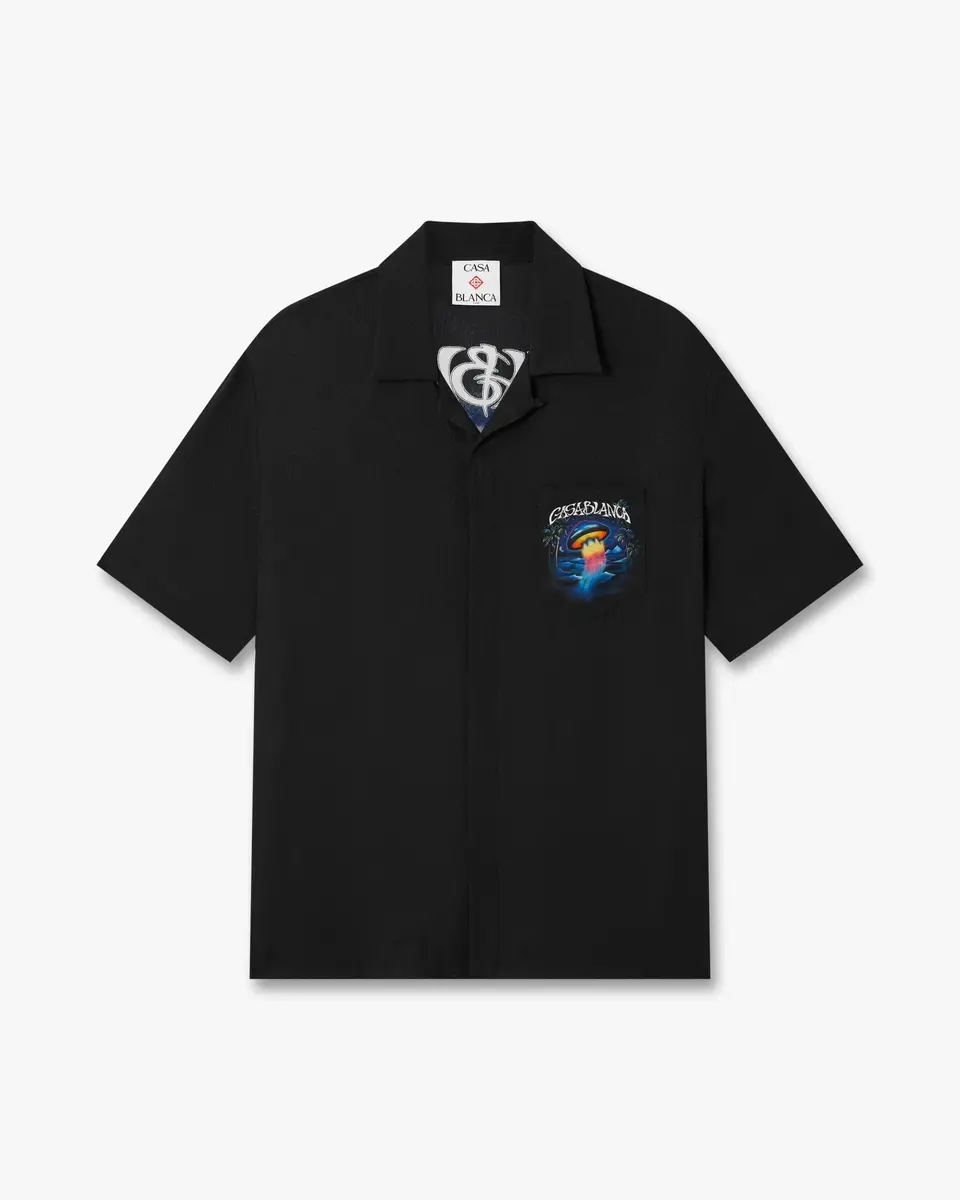 Casablanca Black Sahara Twilight Short Sleeve Silk Shirt | Thumbnail 7 Casablanca Black Sahara Twilight Short Sleeve Silk Shirt | Thumbnail 7