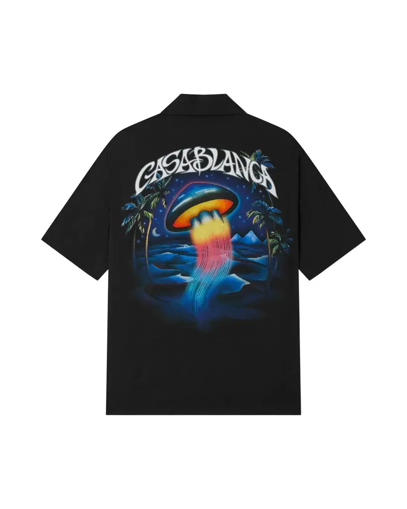 Black Sahara Twilight Short Sleeve Silk Shirt Black Sahara Twilight Short Sleeve Silk Shirt