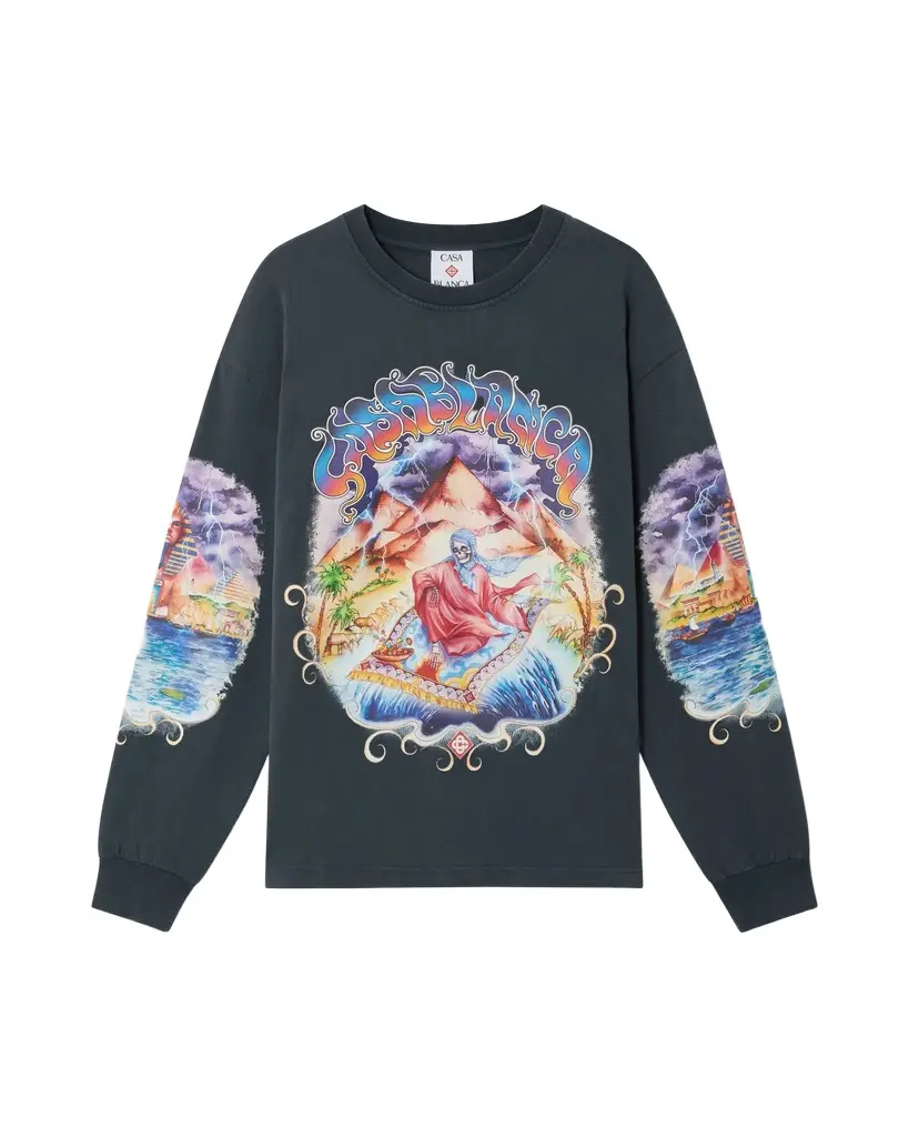 Casablanca Navy Eveil Ancestral Washed Long Sleeve T-Shirt