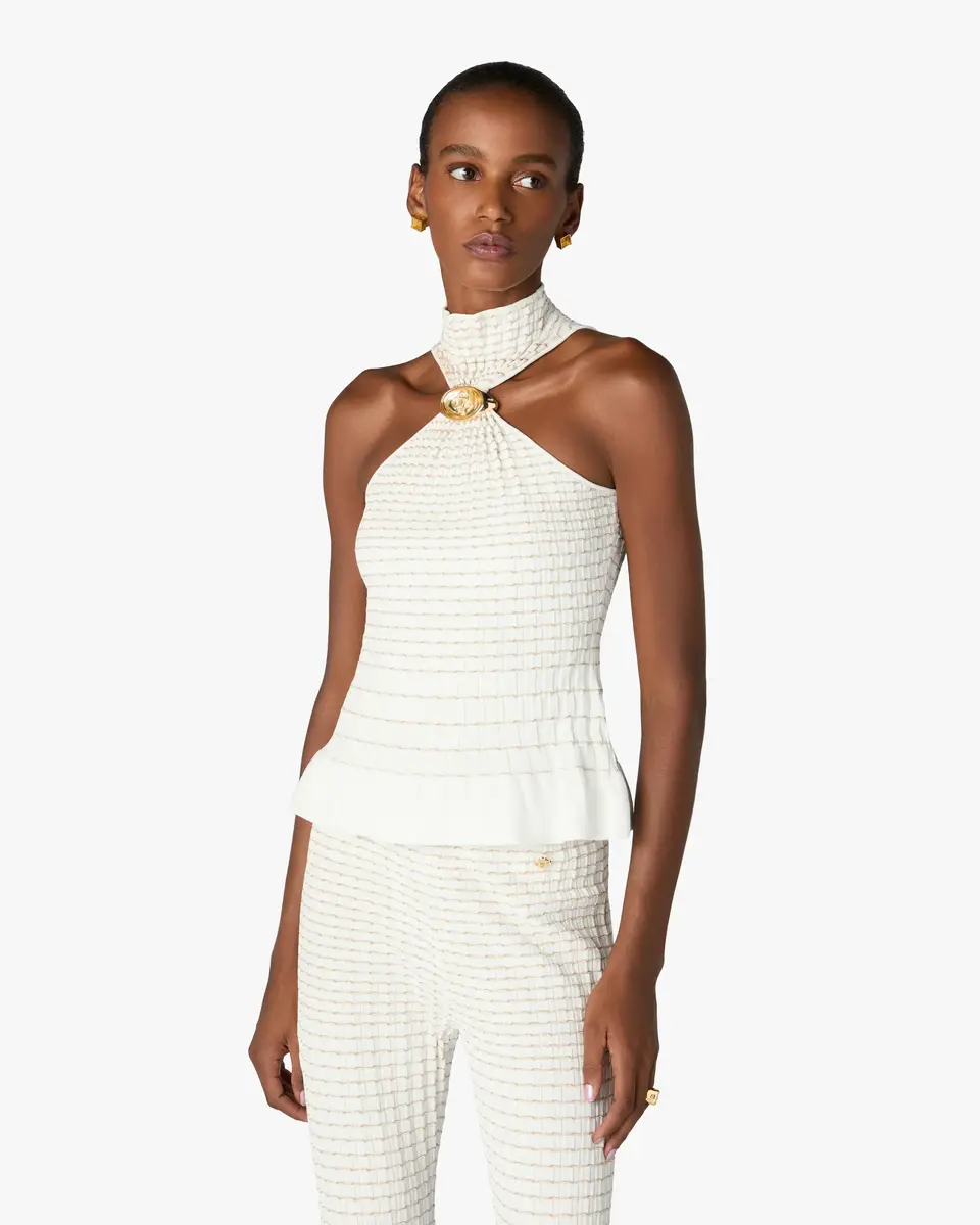 Casablanca White Pleated Mosaic Top | Thumbnail 4 Casablanca White Pleated Mosaic Top | Thumbnail 4