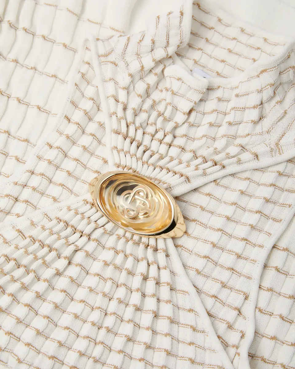 Casablanca White Pleated Mosaic Top | Thumbnail 6 Casablanca White Pleated Mosaic Top | Thumbnail 6