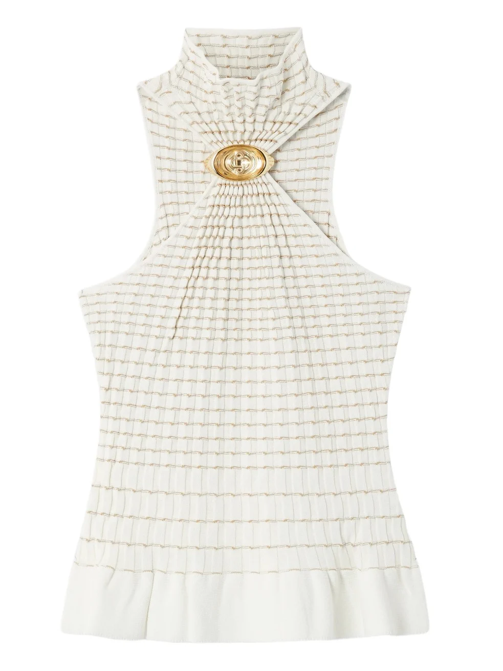 White Pleated Mosaic Top