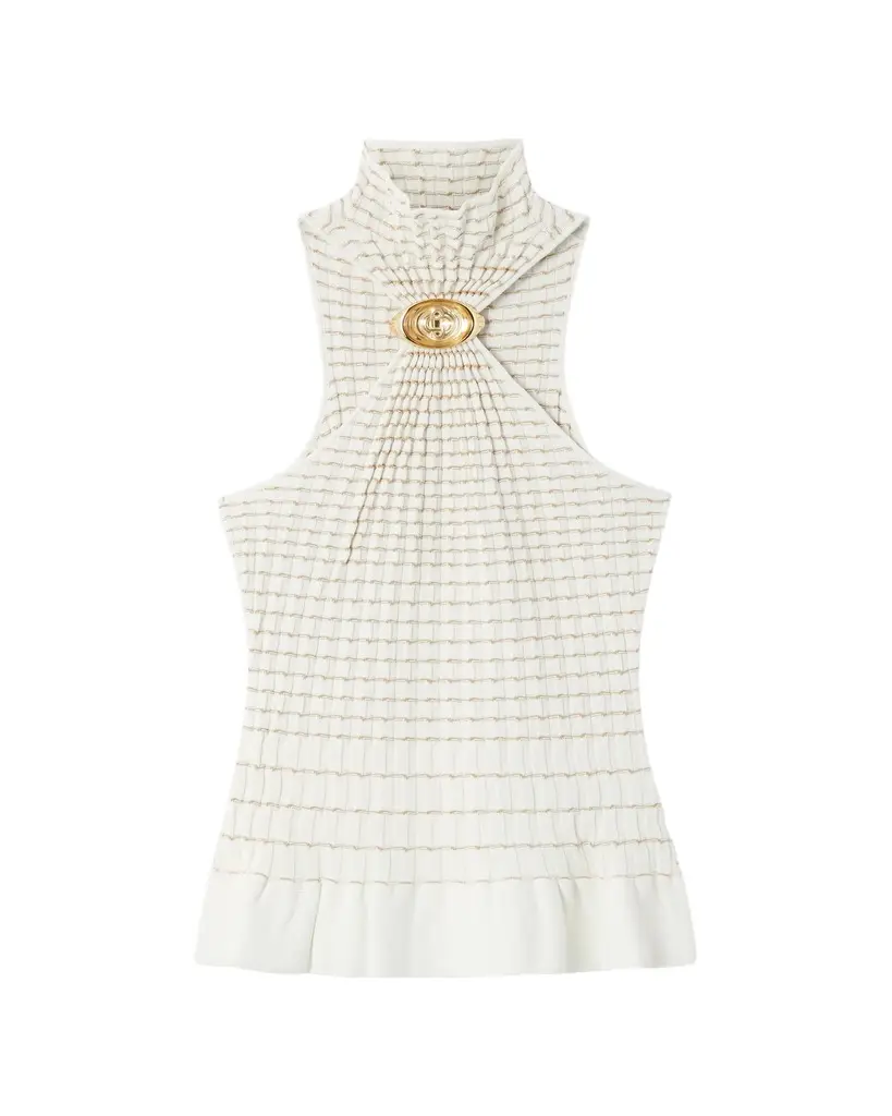 White Pleated Mosaic Top White Pleated Mosaic Top