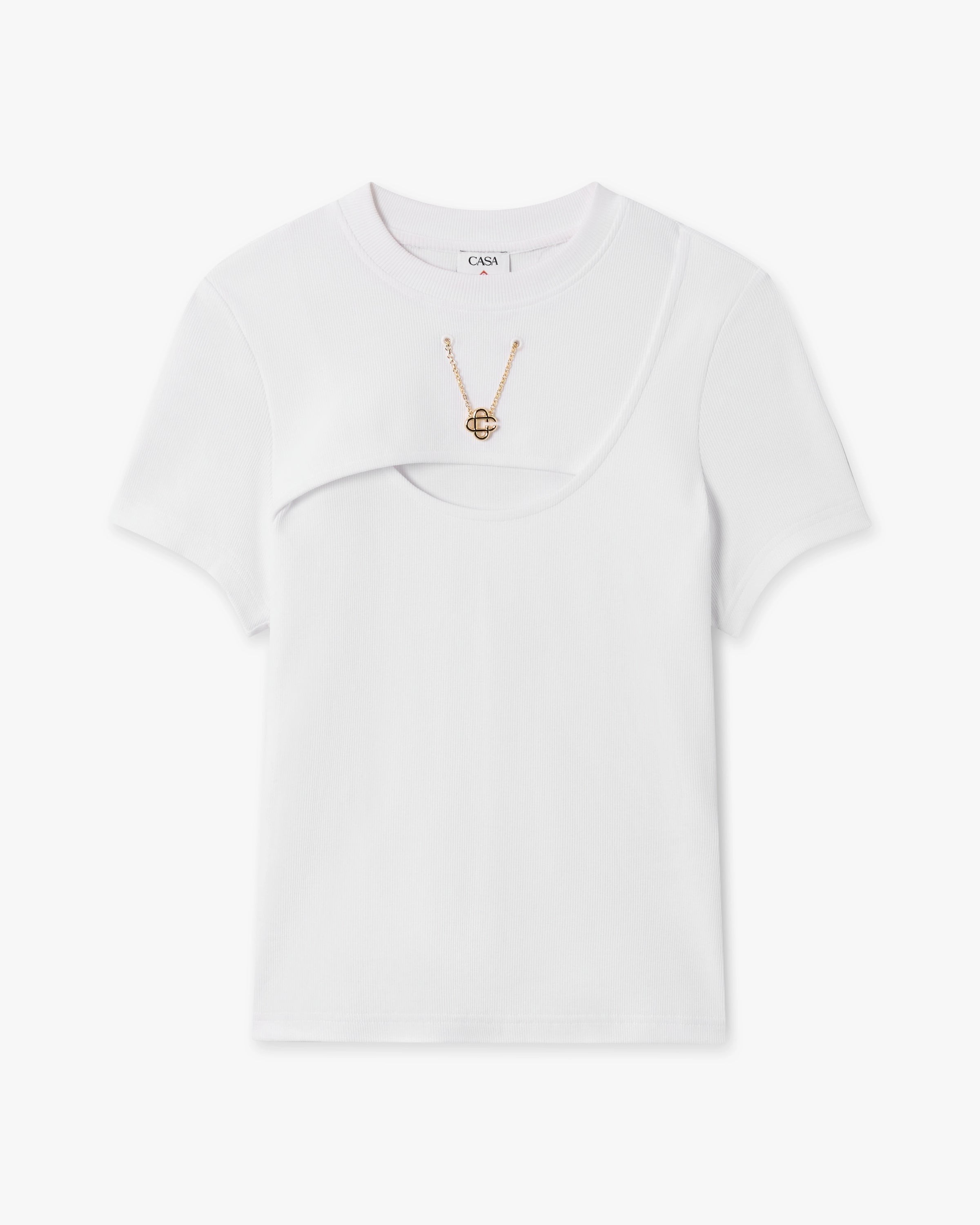 White Ribbed Jewellery Short Sleeve T-Shirt