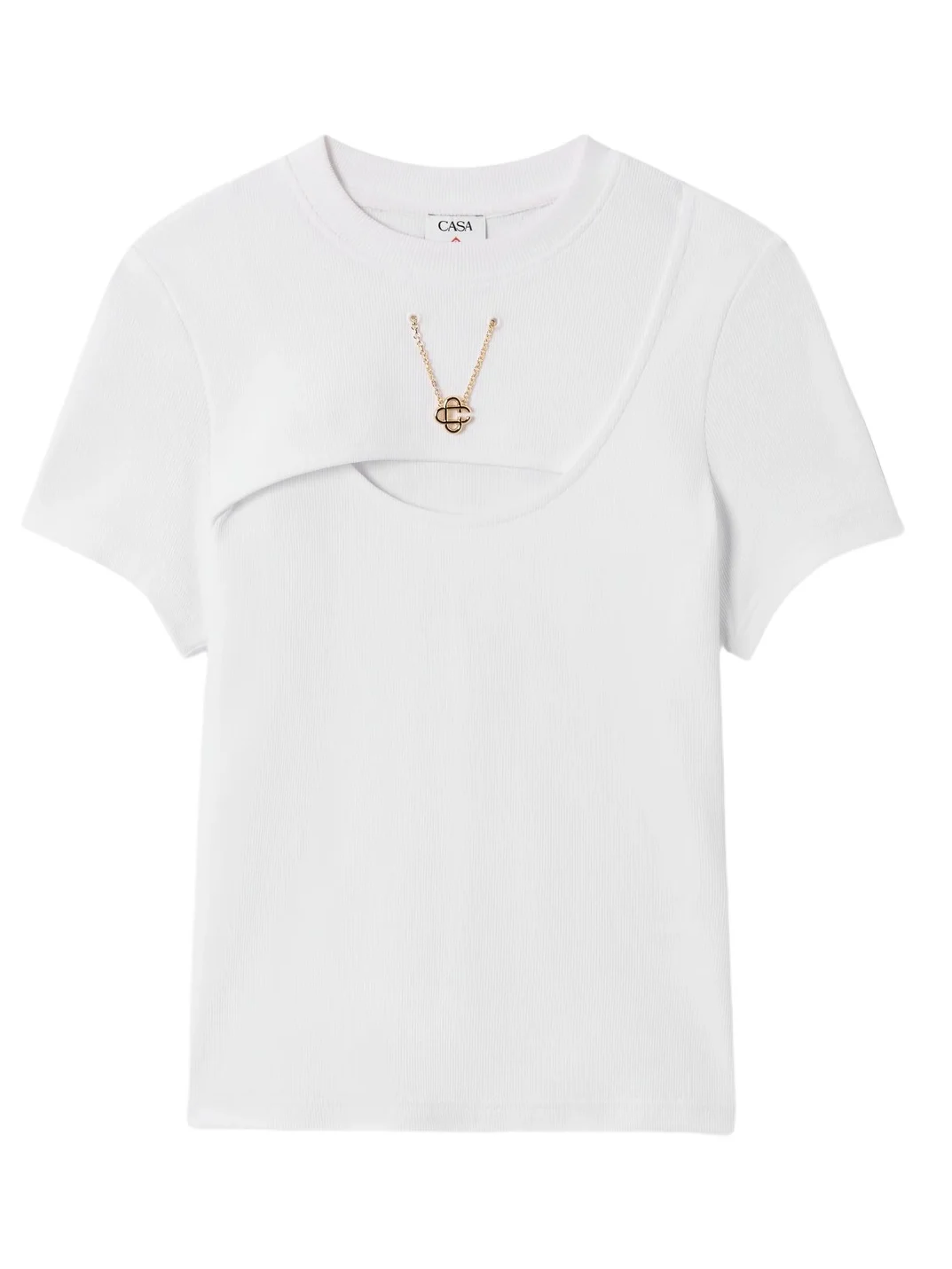 White Ribbed Jewellery Short Sleeve T-Shirt