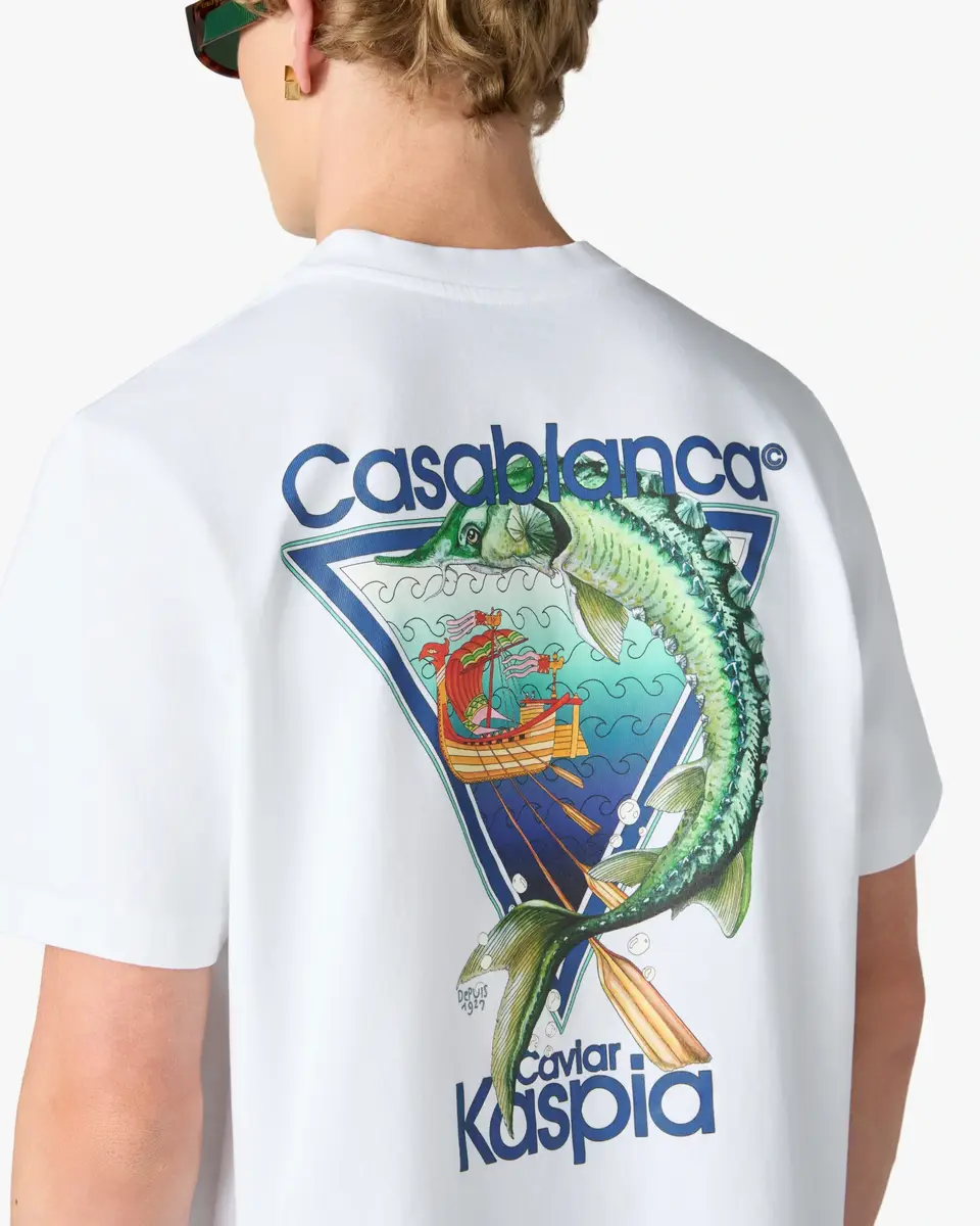 Casablanca White Casa Kaspia New York Club Icon Short Sleeve T-Shirt | Thumbnail 4 Casablanca White Casa Kaspia New York Club Icon Short Sleeve T-Shirt | Thumbnail 4