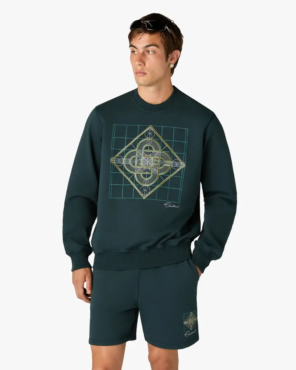 Casablanca Dark Teal Logo Geometrie Sacree Embroidered Sweatshirt | Thumbnail 4 Casablanca Dark Teal Logo Geometrie Sacree Embroidered Sweatshirt | Thumbnail 4