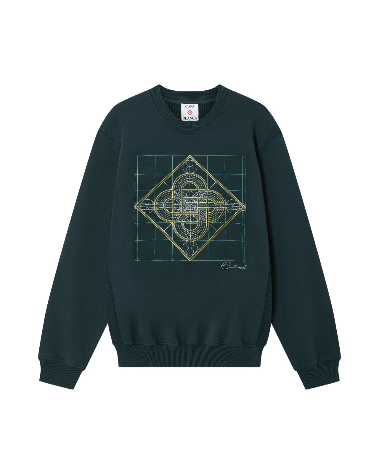 Casablanca Dark Teal Logo Geometrie Sacree Embroidered Sweatshirt