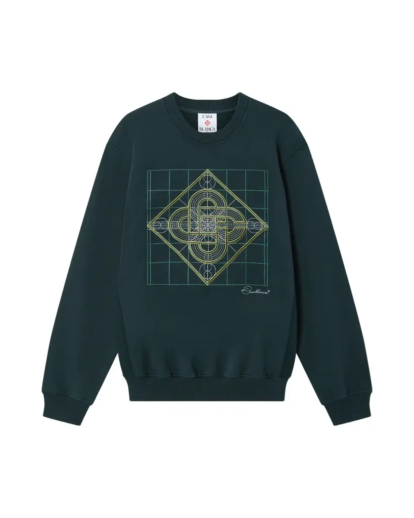Dark Teal Logo Geometrie Sacree Embroidered Sweatshirt