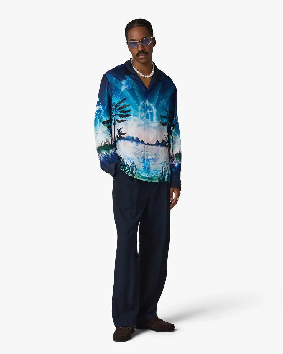 Casablanca Crystal Alchemy Long Sleeve Silk Twill Shirt | Thumbnail 2 Casablanca Crystal Alchemy Long Sleeve Silk Twill Shirt | Thumbnail 2