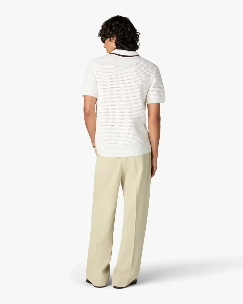 Casablanca White Wool Waffle Stitch Short Sleeve Polo Shirt | Thumbnail 3 Casablanca White Wool Waffle Stitch Short Sleeve Polo Shirt | Thumbnail 3