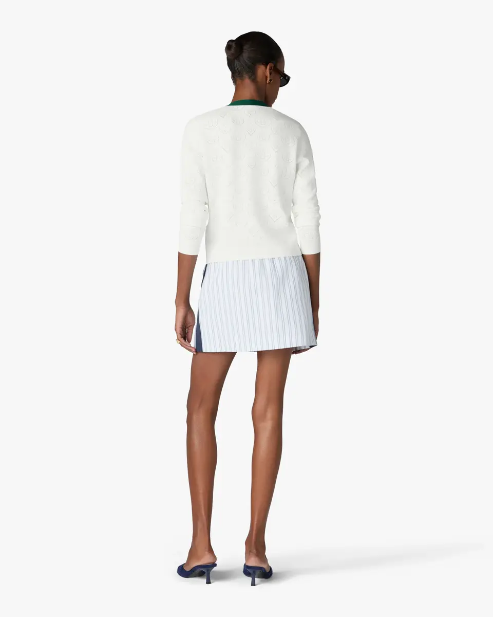 Casablanca White Pointelle Monogram Cardigan in Green | Thumbnail 3 Casablanca White Pointelle Monogram Cardigan in Green | Thumbnail 3