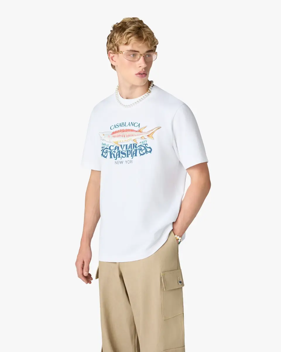 Casablanca White Casa Kaspia New York Short Sleeve T-Shirt | Thumbnail 4