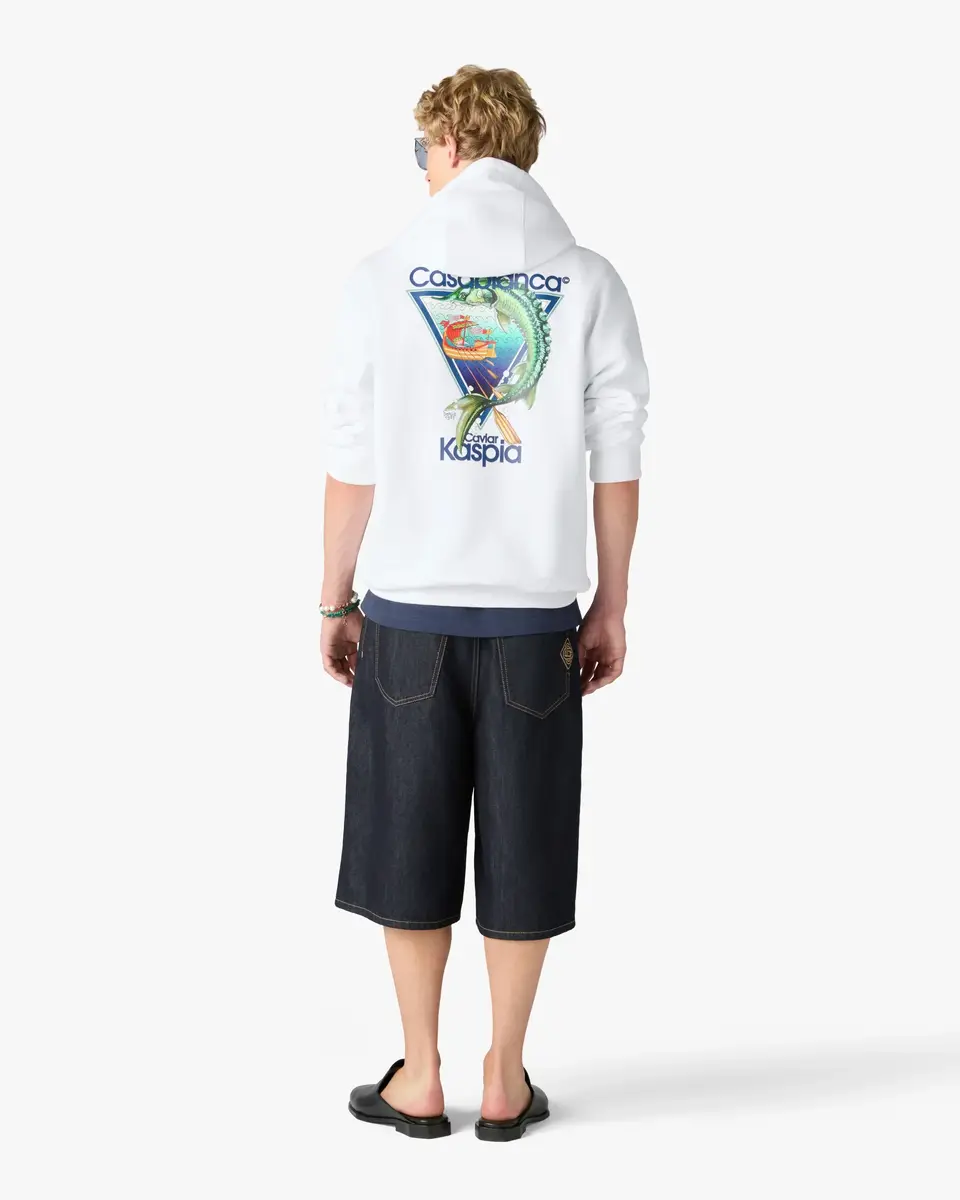 Casablanca White Casa Kaspia New York Club Icon Printed Hooded Sweatshirt | Thumbnail 2 Casablanca White Casa Kaspia New York Club Icon Printed Hooded Sweatshirt | Thumbnail 2