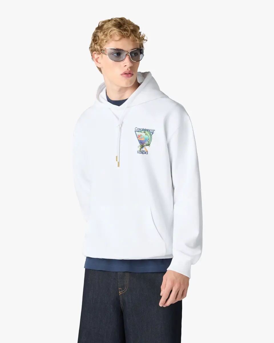 Casablanca White Casa Kaspia New York Club Icon Printed Hooded Sweatshirt | Thumbnail 3 Casablanca White Casa Kaspia New York Club Icon Printed Hooded Sweatshirt | Thumbnail 3