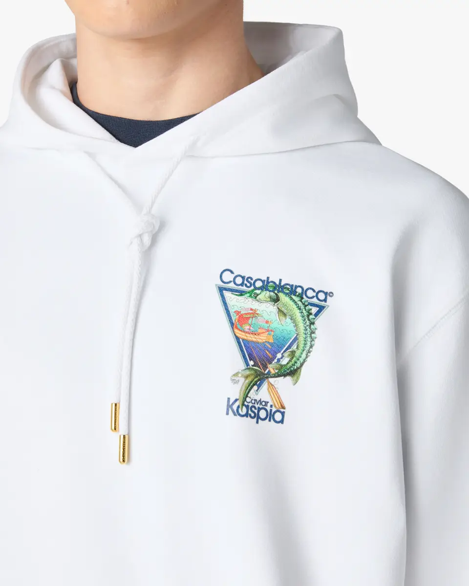 Casablanca White Casa Kaspia New York Club Icon Printed Hooded Sweatshirt | Thumbnail 4 Casablanca White Casa Kaspia New York Club Icon Printed Hooded Sweatshirt | Thumbnail 4
