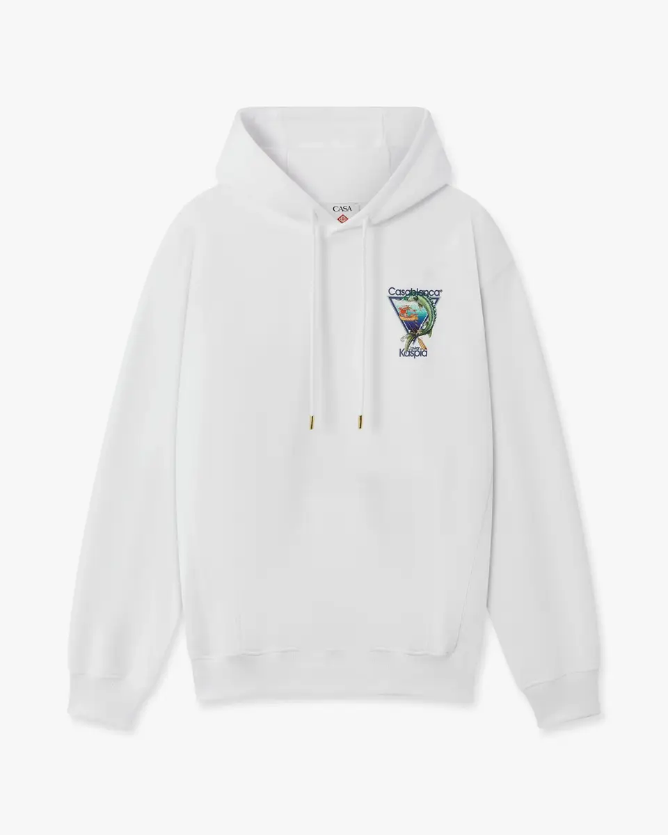 Casablanca White Casa Kaspia New York Club Icon Printed Hooded Sweatshirt | Thumbnail 5 Casablanca White Casa Kaspia New York Club Icon Printed Hooded Sweatshirt | Thumbnail 5