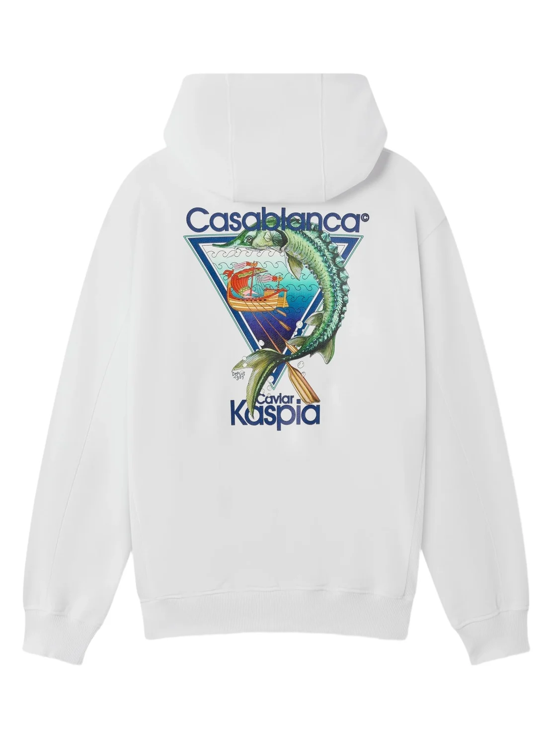Casablanca White Casa Kaspia New York Club Icon Printed Hooded Sweatshirt
