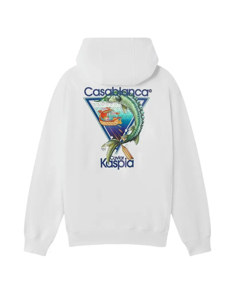 Casablanca White Casa Kaspia New York Club Icon Printed Hooded Sweatshirt