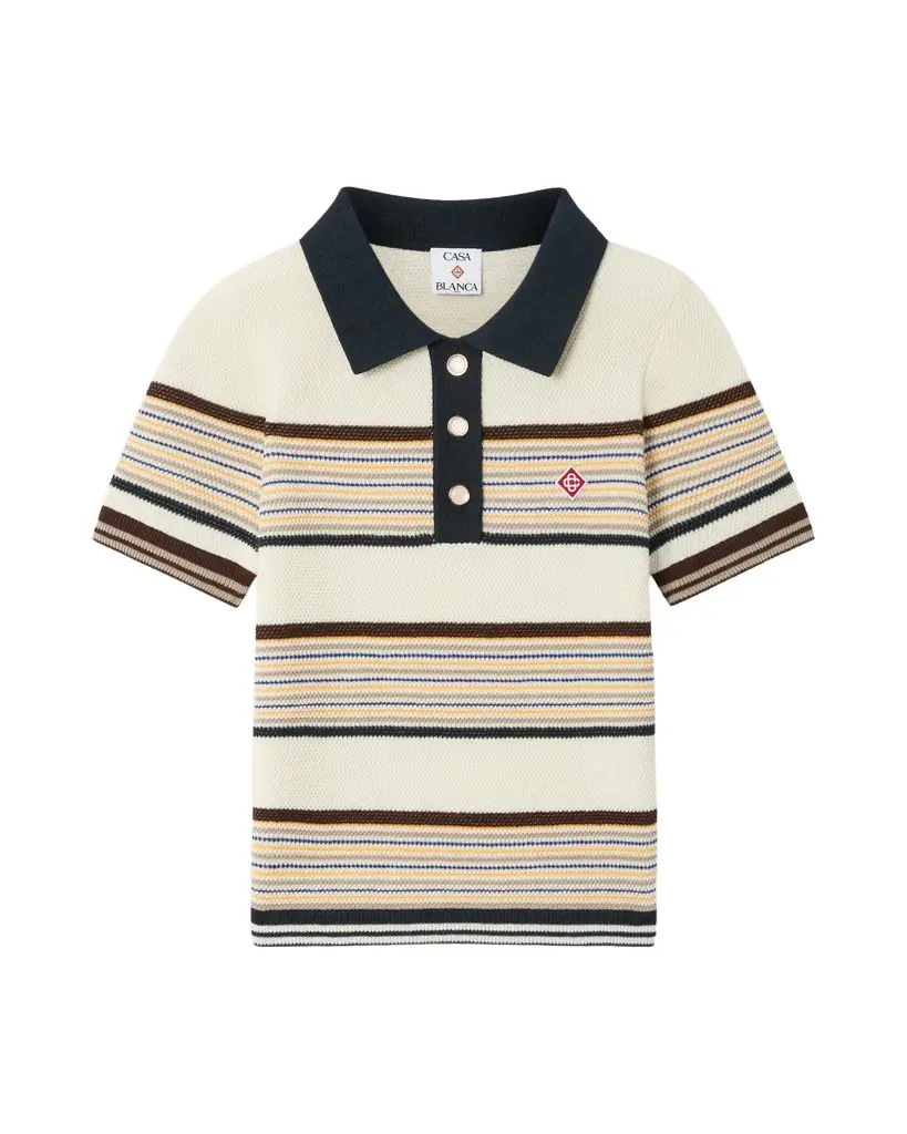 Café Culture Wool Stripe Short Sleeve Polo Shirt Café Culture Wool Stripe Short Sleeve Polo Shirt