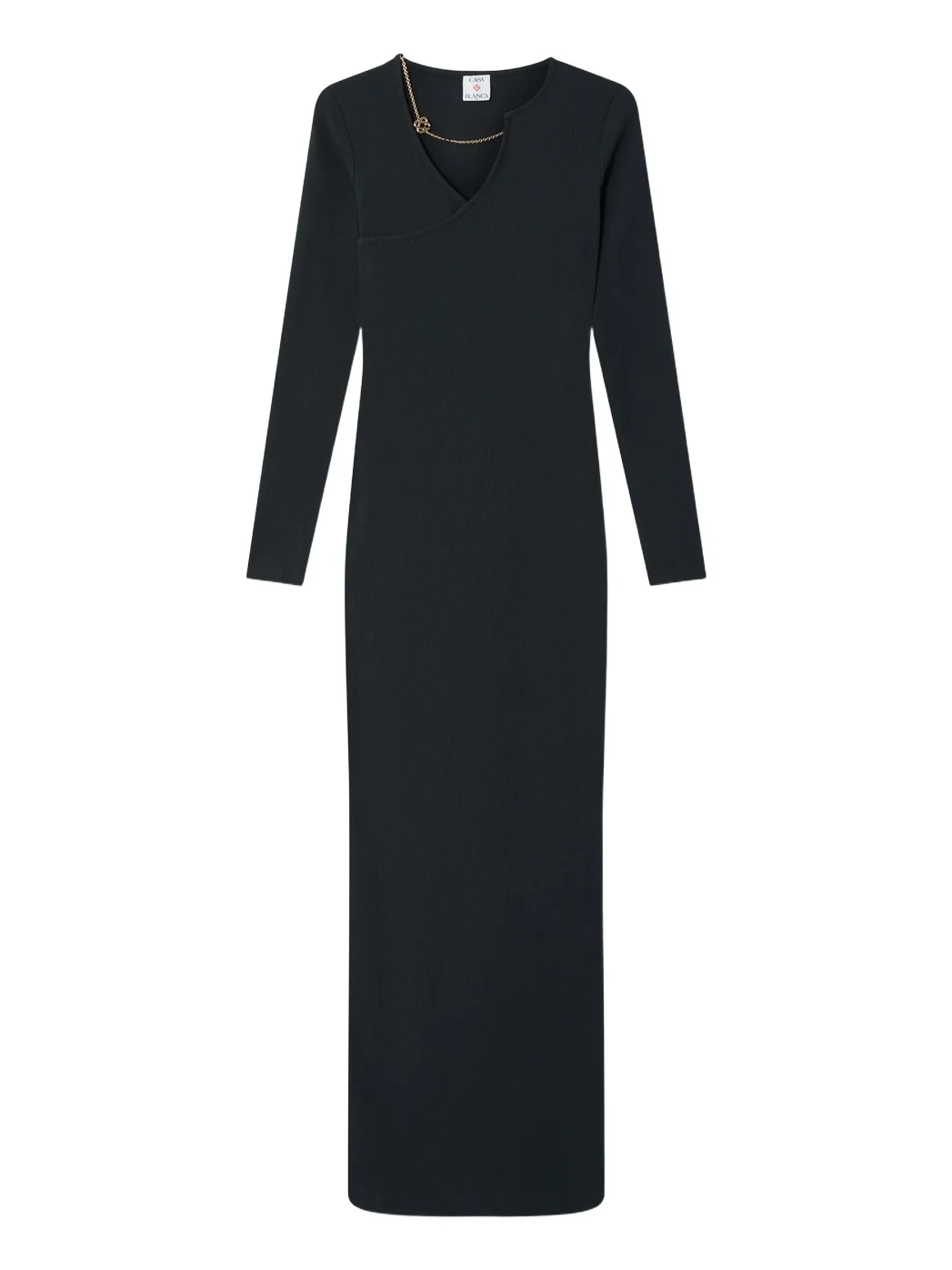 Casablanca Black Ribbed Jewellery Maxi Dress