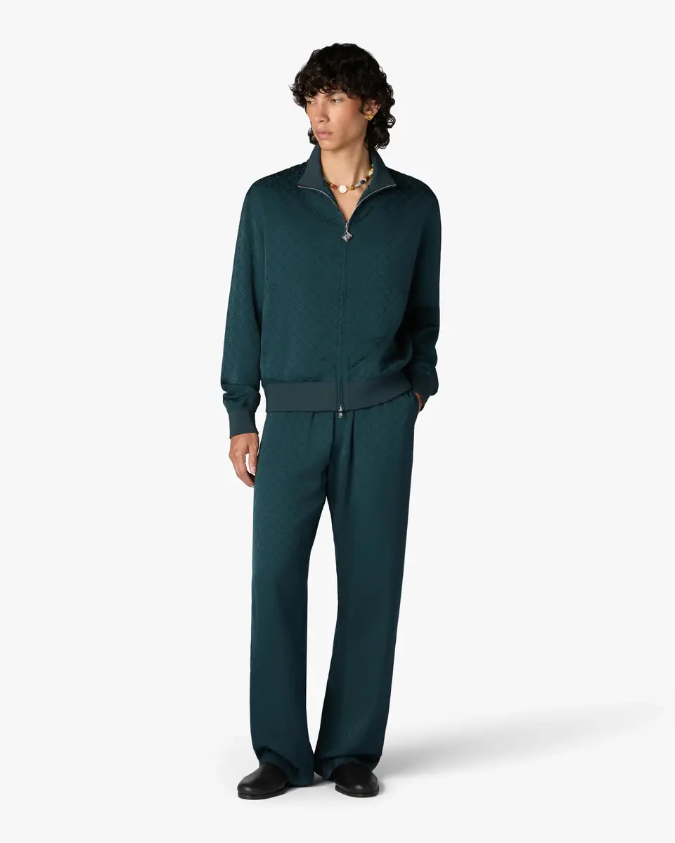 Casablanca Dark Teal Monogram Zip-Up Track Jacket | Thumbnail 2