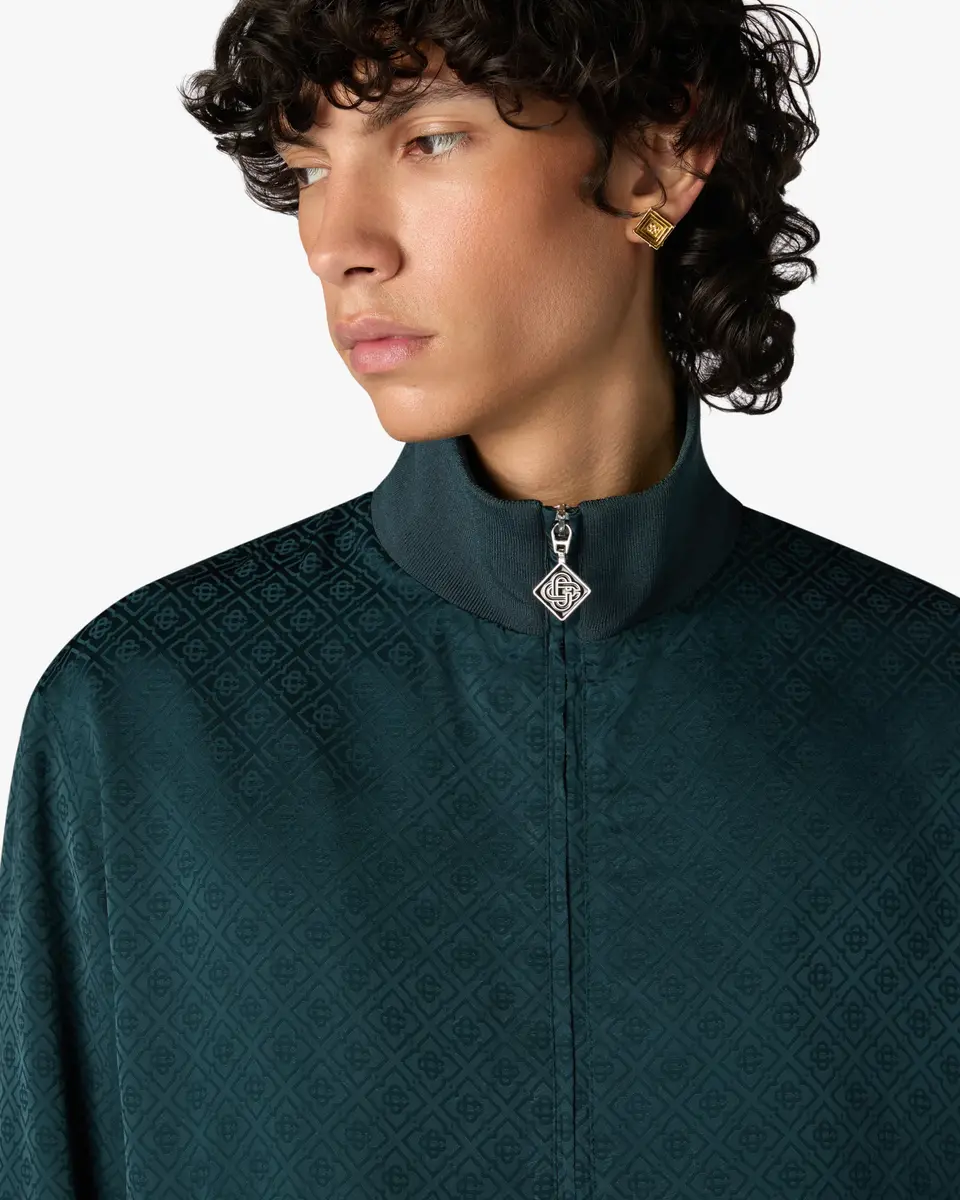 Casablanca Dark Teal Monogram Zip-Up Track Jacket | Thumbnail 5