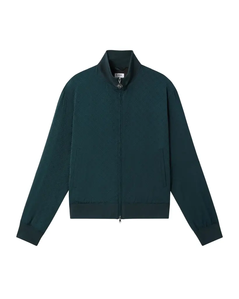 Dark Teal Monogram Zip-Up Track Jacket