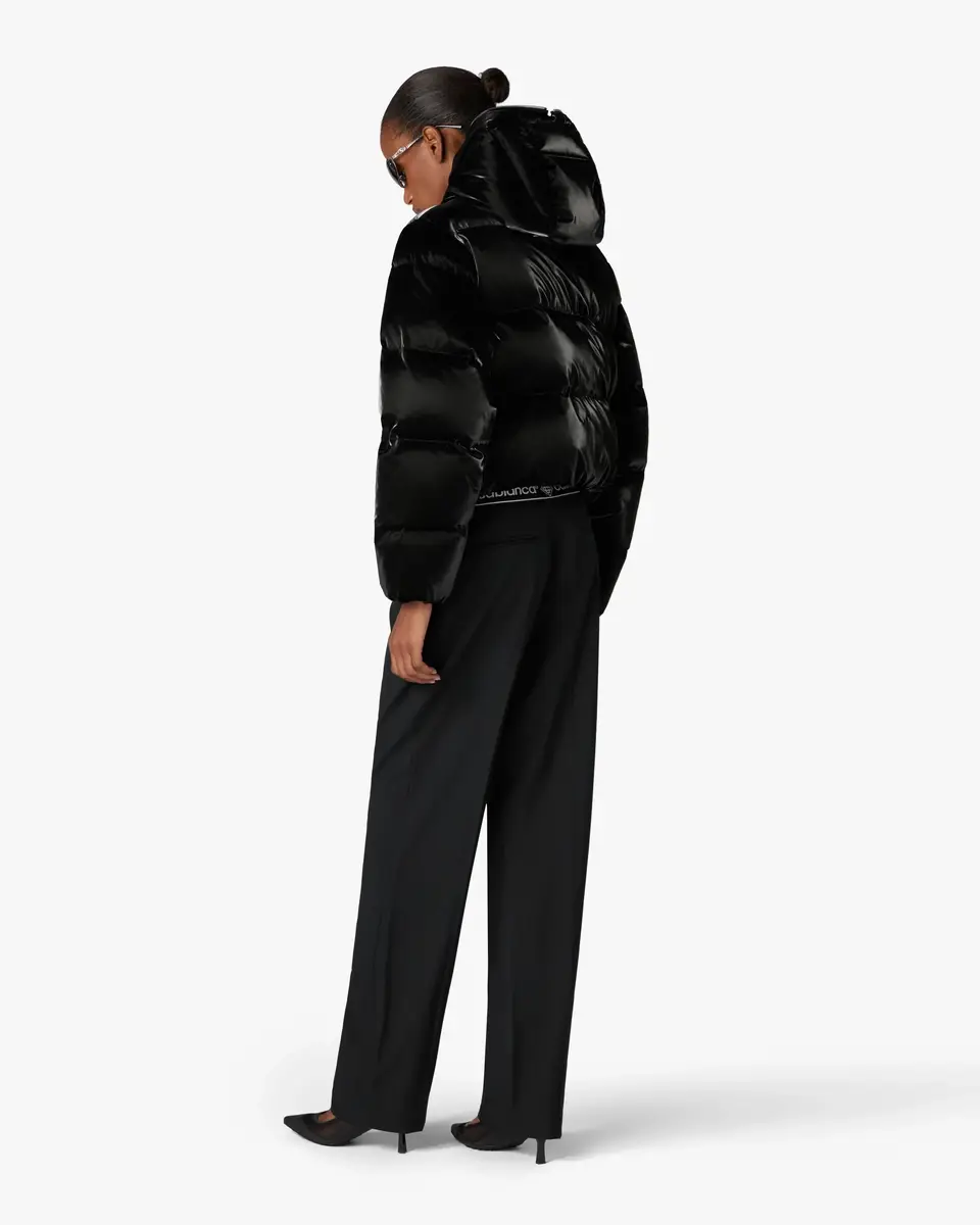 Casablanca Black Lacquered Cropped Nylon Puffer Down Jacket | Thumbnail 3 Casablanca Black Lacquered Cropped Nylon Puffer Down Jacket | Thumbnail 3
