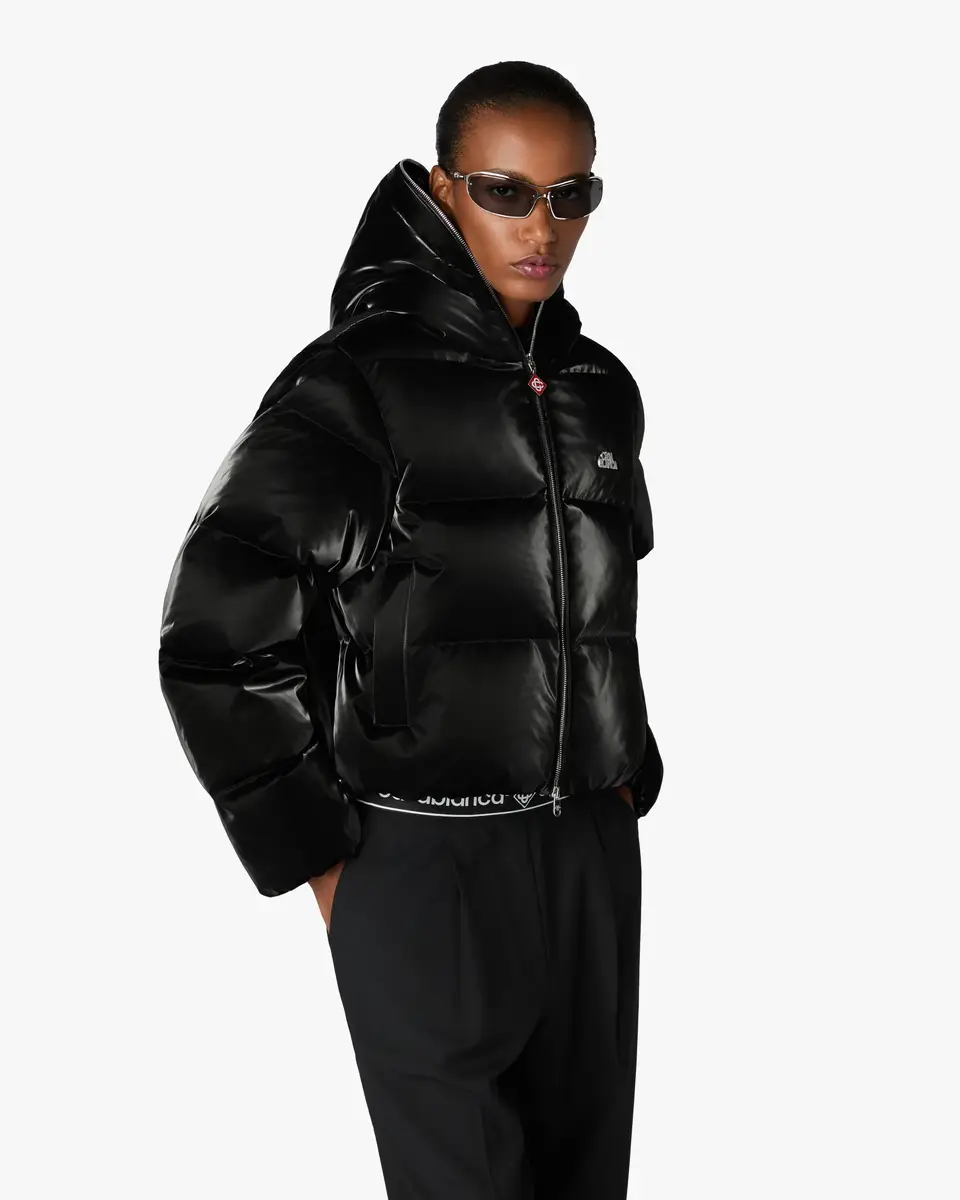 Casablanca Black Lacquered Cropped Nylon Puffer Down Jacket | Thumbnail 4 Casablanca Black Lacquered Cropped Nylon Puffer Down Jacket | Thumbnail 4