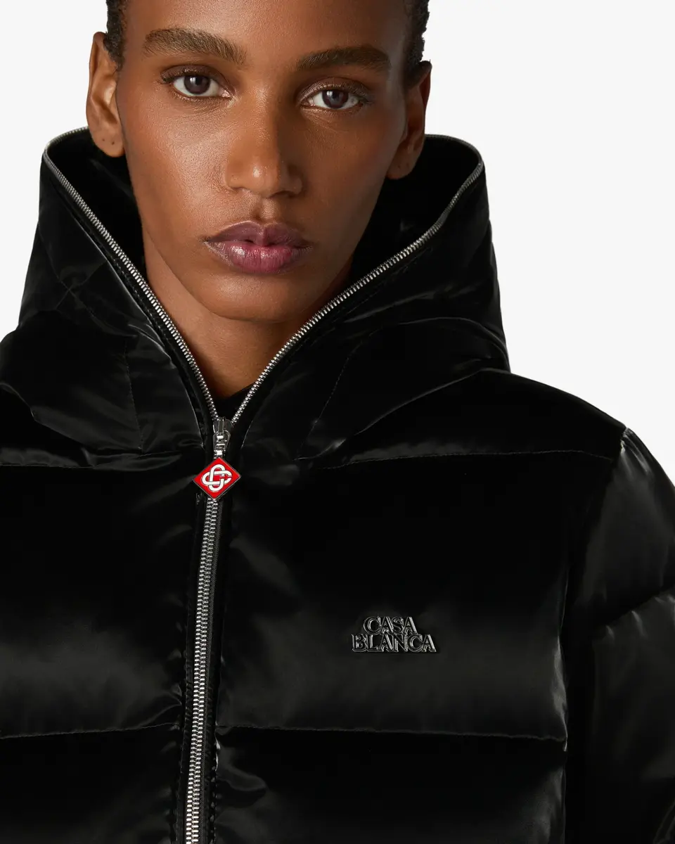 Casablanca Black Lacquered Cropped Nylon Puffer Down Jacket | Thumbnail 5 Casablanca Black Lacquered Cropped Nylon Puffer Down Jacket | Thumbnail 5