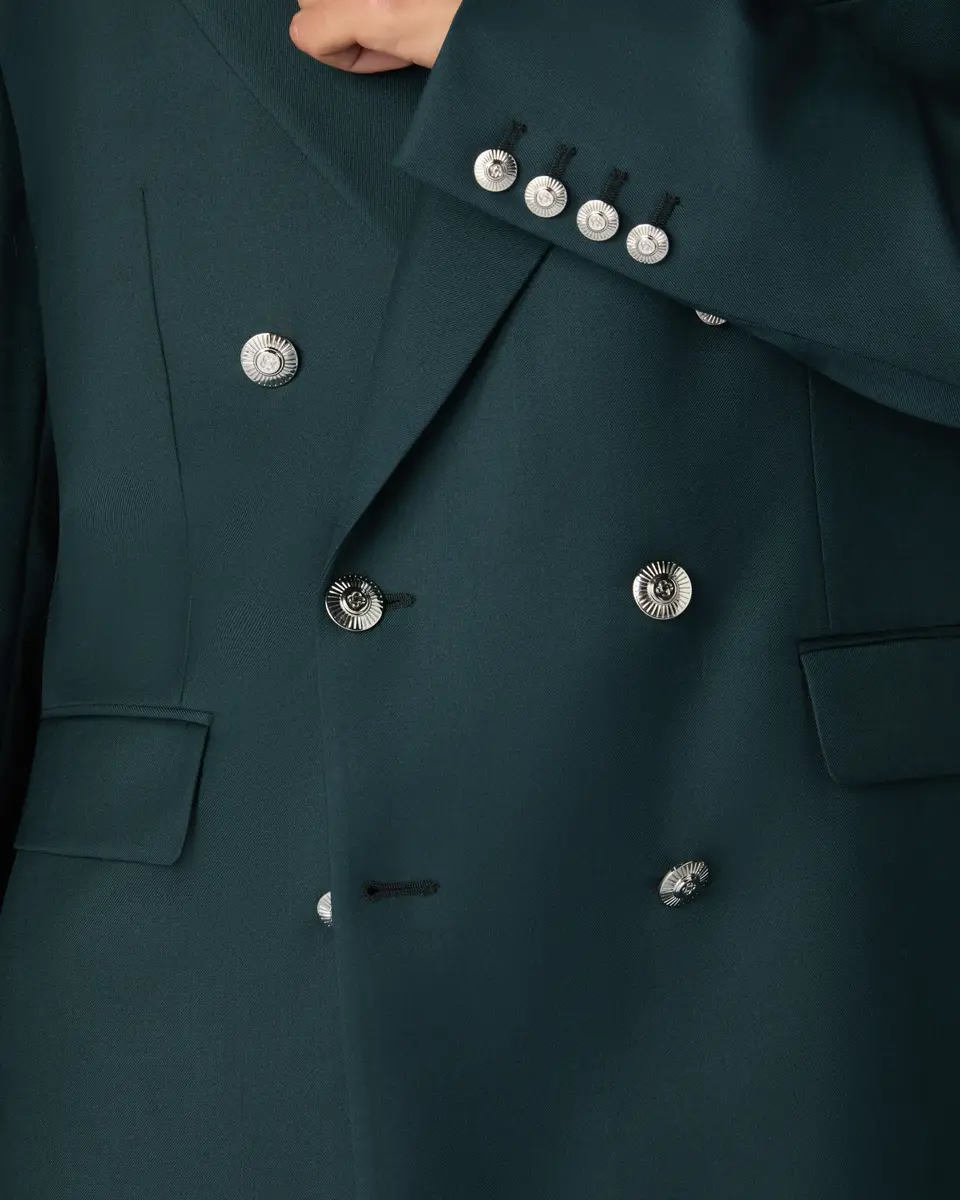 Casablanca Dark Teal Wool Double-Breasted Jacket | Thumbnail 5 Casablanca Dark Teal Wool Double-Breasted Jacket | Thumbnail 5