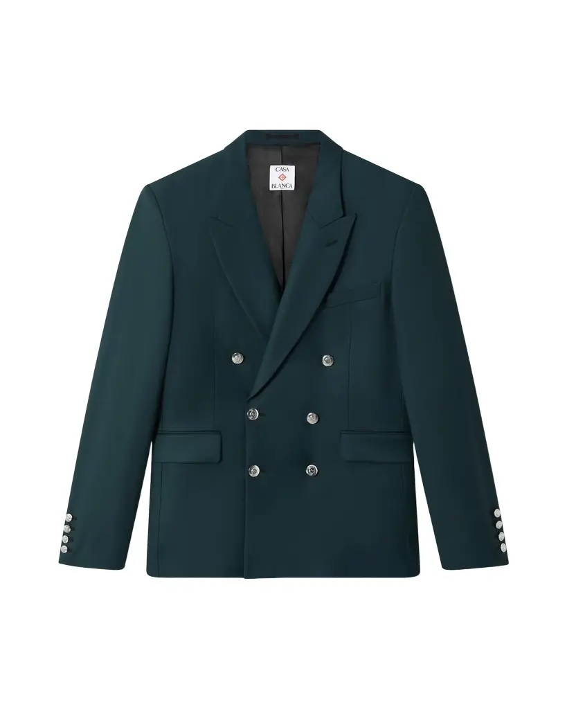 Dark Teal Wool Double-Breasted Jacket Dark Teal Wool Double-Breasted Jacket